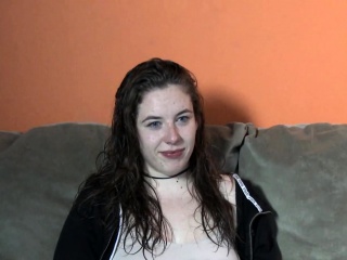 Woman with cum on face does interview