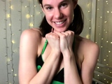 Russian brunette busty camgirl masturbating on webcam