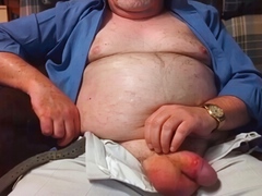 Hairy Grandpa Bear Strokes His Big Cock